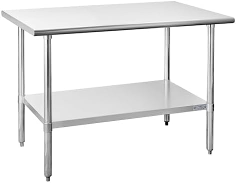 HALLY Stainless Steel Table for Prep & Work 30 x 48 Inches, NSF Commercial Heavy Duty Table with Undershelf and Galvanized Legs for Restaurant, Home and Hotel