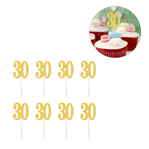 Abaodam 20 Peças Glitter Número 30 Toppers de Cupcake para Decoração de Cupcake de 30 Anos 30 Suprim