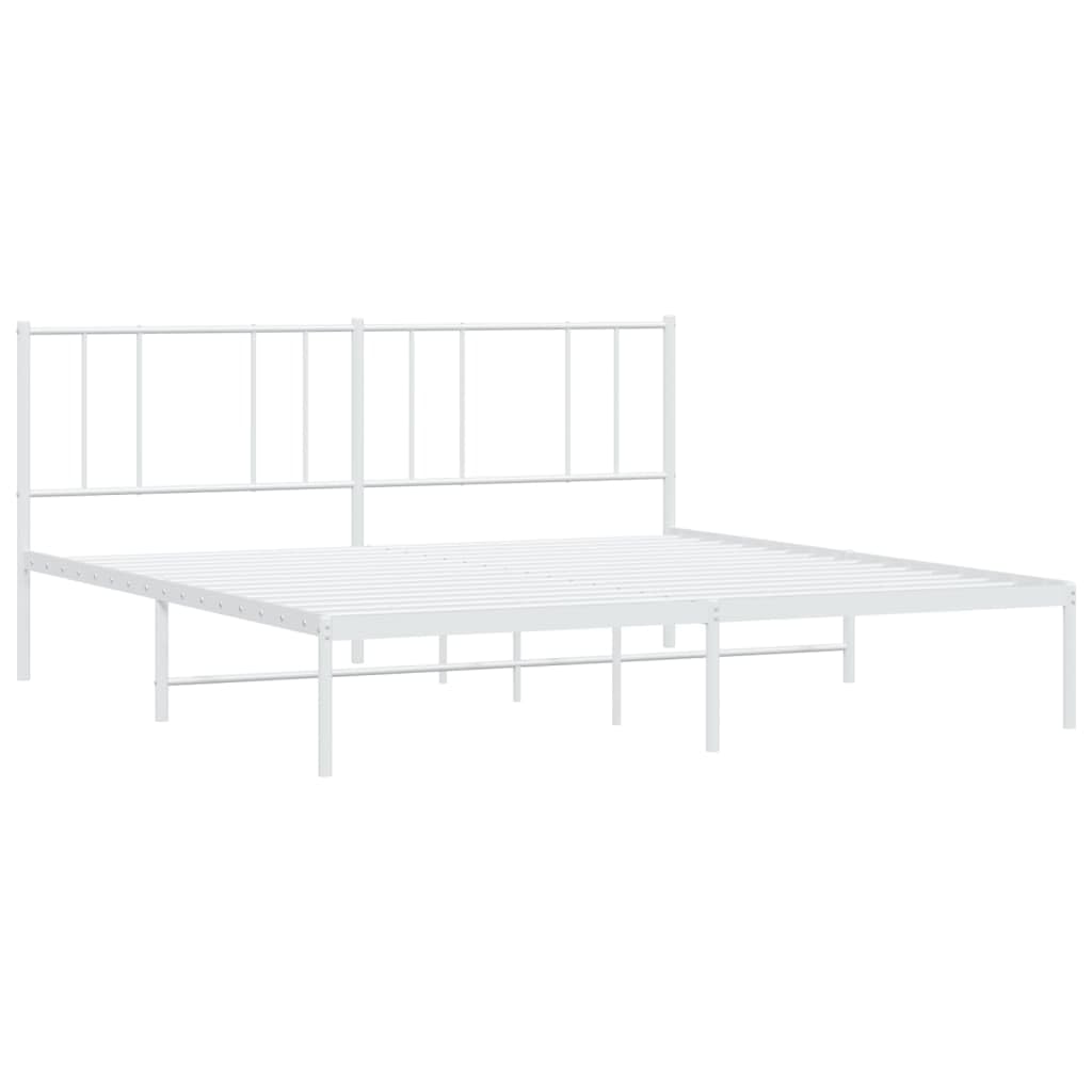 Telaio letto con testiera in metallo bianco 200 x 200 cm Telaio per camera da letto Struttura del letto dell'hotel Cornice da letto per soggiorno Adatto per camera da letto