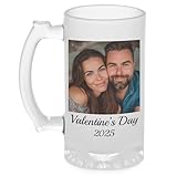 Personalized 16oz Frosted Glass Beer Mug with Picture Photo and Text DYE - Beer Gifts, Customized Gifts for Men, Custom Glass for Freezer, Novelty Birthday Mug for Beer Lover, Him Dad, Father's Day,