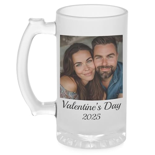 Personalized 16oz Frosted Glass Beer Mug with Picture Photo and
