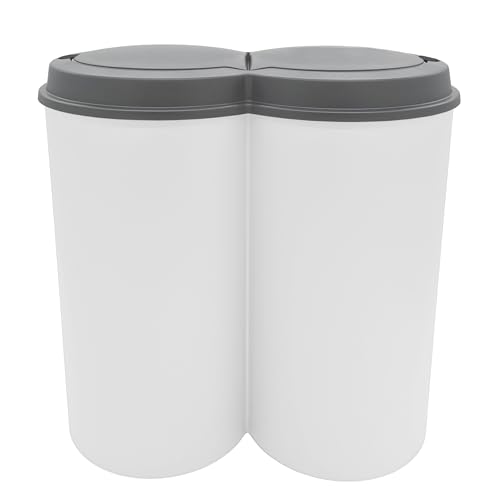 Spetebo Mülleimer 50 Liter (2x25) in weiß mit praktischem Klappverschluss
