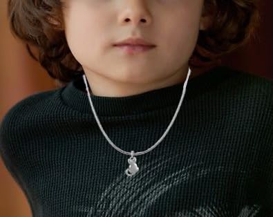 Colgante de cadena auspiciosa para niños con amuleto de dios en plata de ley y cadena de serpiente 5