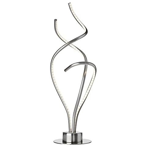 BOBOPAI LED Spiral Table Lamp, 12W Dimmable Bedside Lamp with Touch Switch, Modern Curved Desk Lamp with 2M Cable, Suitable for Living Room Bedroom Office Hotel, H38CM,Chrome Cover