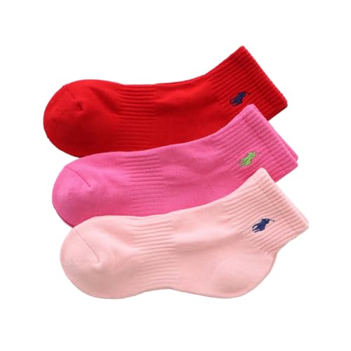 Polo Ralph Lauren 93246604/92009604/92009604 Socks Set of 3 Mens Womens Foot Pile Arch Support Multicolored 12. Pale pink salmon pink red 29-33 US