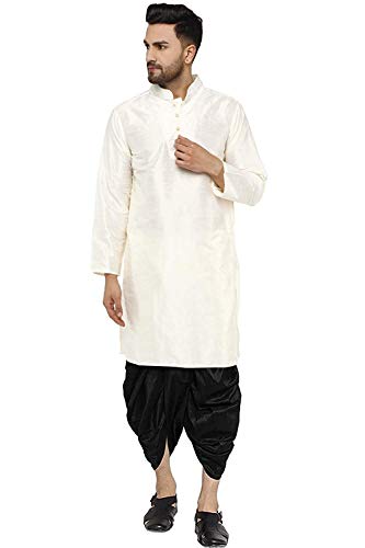 Kurta Dhoti de mezcla de seda para hombre Royal Kurta blanco talla 38