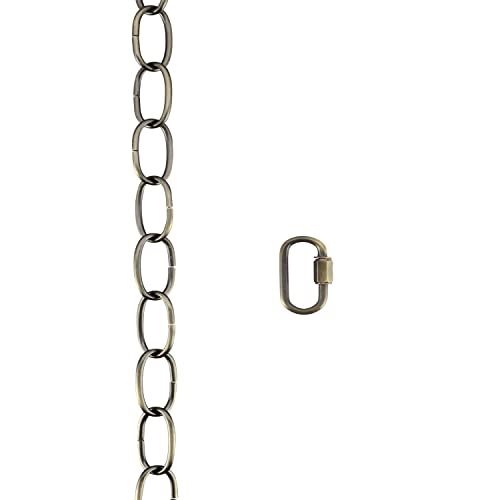 Image of Aspen Creative 21107-51,Steel 20 Feet Heavy Duty Chain & Quick Link Connector for Hanging Up Maximum Weight 40 Pounds-Lighting Fixture /Swag Light /Plant in Antique Brass.11 Gauge.