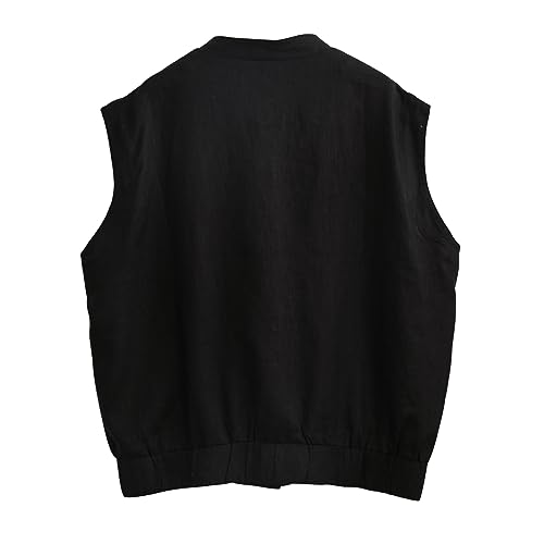 Amazhiyu Women' s Pure Linen Sleeveless Button Up Sleeveless Vest Coat Casual2
