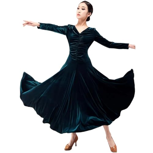 Robe de bal en velours longue de cocktail pour femme costumes de compétition salsa flamenco