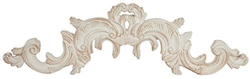 Biscottini Sopraporta Fregio Mensola Decoro Decori da Parete in Legno Finitura bianco Anticato L 90 x PR 3 x H 27 cm Made in Italy