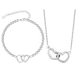 HTTDSLF Pulsera de Plata Mujers, Pulsera Plata Mujer, Pulseras Hermanas, Pulseras Amistad, Collar Mujer Corazón, Regalos Originales Para Madres, Amiga, Hermana, Mamá, Cumpleaños