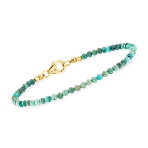 Ross-Simons Green and Blue Bead Bracelets in 18kt Gold Over Sterling