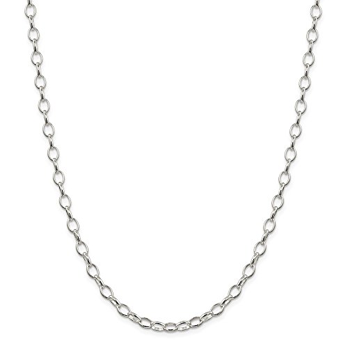 Black Bow Jewelry 5Mm, Sterling Silver Oval Solid Rolo Chain Necklace, 18 Inch #TOP2