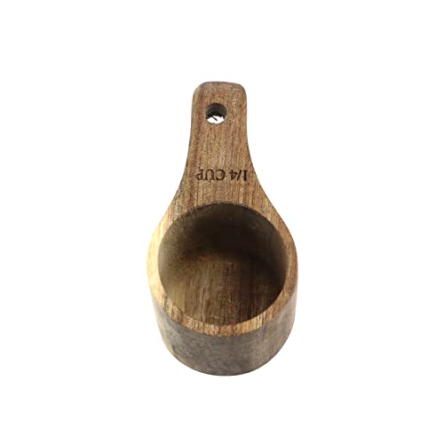 Vaso medidor de madera 1/4 taza miniatura 4