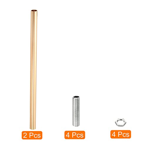Image of MECCANIXITY Threaded Extension Rod, 9.8 inch Lamp Pipe with Connector Light Fixture for Pendant Light Island Lighting Chandeliers Stems, French Gold 2 Set
