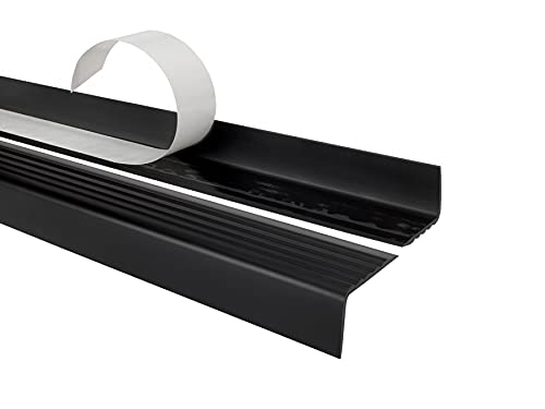 Nez de marche profilé d'escalier, PVC, adhésif et antidérapant, noir, 40x25, 150cm, ND