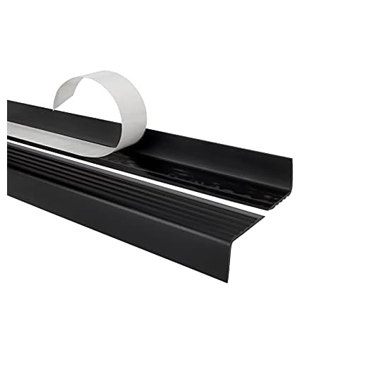 Nez de marche profilé d'escalier, PVC, adhésif et antidérapant, noir, 40x25, 150cm, ND