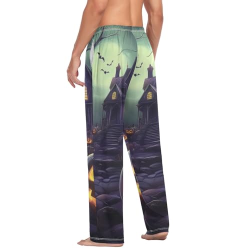 Men's Pajama Pants Scary Night Halloween Pumpkins Sleep Pajama Lounge Pant with Pockets, Elastic Waistband 5