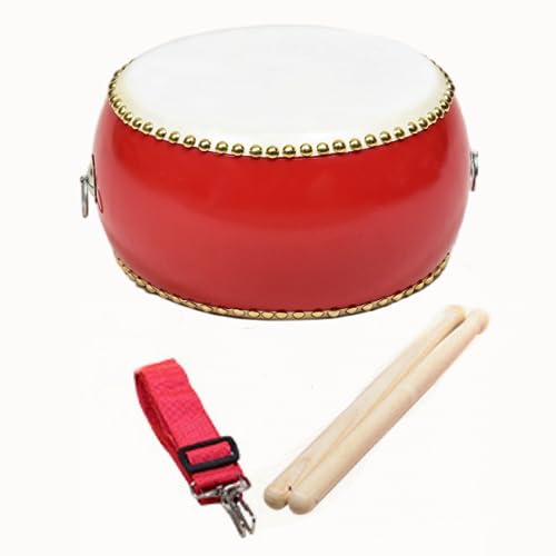 牛革ドラム 小ホールドラム バチストラップセット 9インチ/10インチ 打楽器 ドラムキット 鉦・太鼓 子供用練習ドラム 練習用品 宴会 商業演奏 パーティー活動など (9インチ(直径30cm×高さ17cm))