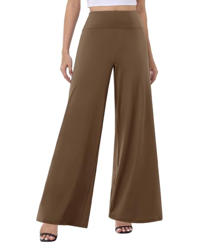 Image of ZOOSIXX Wide Leg Palazzo Pants for Women - High Waist Casual Beach Lounge Pants Loose Flowy Pants Stretchy Trousers