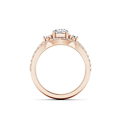 JEWELS FORUM 0.84 Carat Moissanite 14k Gold Engagement Ring For Women 3 Stone Bridal Ring Set 0.33cts Solitaire Round Moissanite Anniversary Wedding Bands (Color-D/Clarity-VVS)4