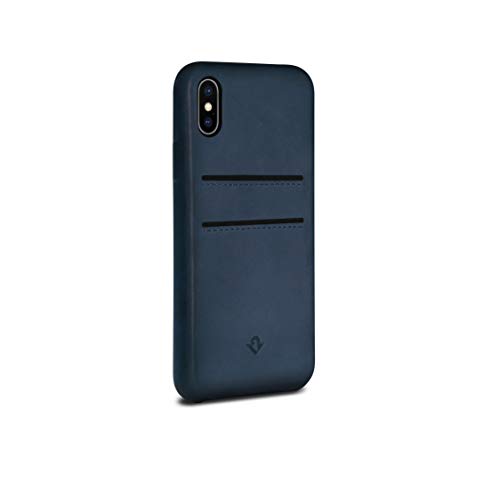 Image of Twelve South Relaxed Leather Case for iPhone X/Xs | Hand Burnished Leather Wallet Shell (indigo)