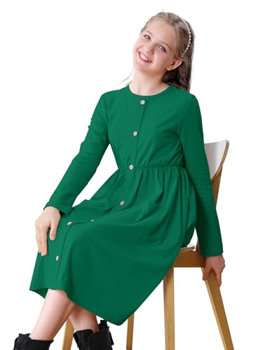 DREAM BUS Girls' Skater Dress with Pockets, Long Sleeves - Fall/Winter A-Line Party Dress4