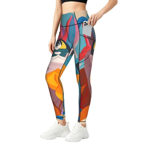 Leggings de gatos con top para mujer idóneo para yoga y paseos diarios