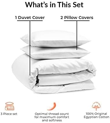 Miniatura 5 de British Linen's - Juego de funda de edredón 100% algodón egipcio, juego de ropa de cama de 3 piezas de lujo suave con cierre de cremallera y juegos