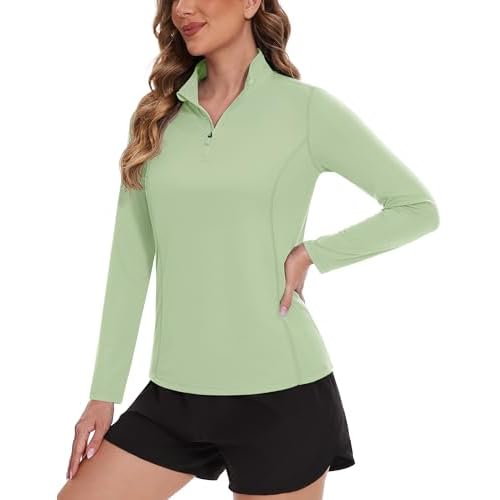 TACVASEN Women’s UV Protection Shirts Quarter Zip Pullover Womens UPF 50+ Long Sleeve Shirts Golf Shirts Workout Tops