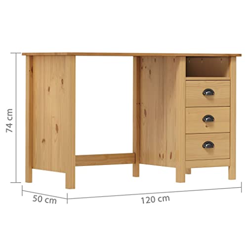 Bureau secrétaire Hill en pin massif, meuble durable en bois véritable