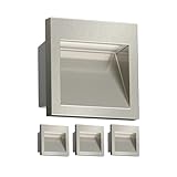 ledscom.de 4 LED aplique empotrable NOLA, downlight para exteriores, IP54, aluminio brillante, 90 x 90mm, blanco cálido