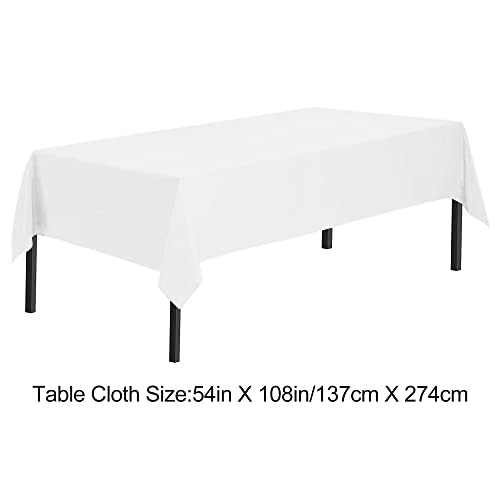 Time to Sparkle 2 Pack Plastic Tablecloths 54" x 108" Plastic Dining Table Cloth Premium Rectangle Table Cover for Parties Wedding Banquet etc Indoor Or Outdoor(White) - Image 4