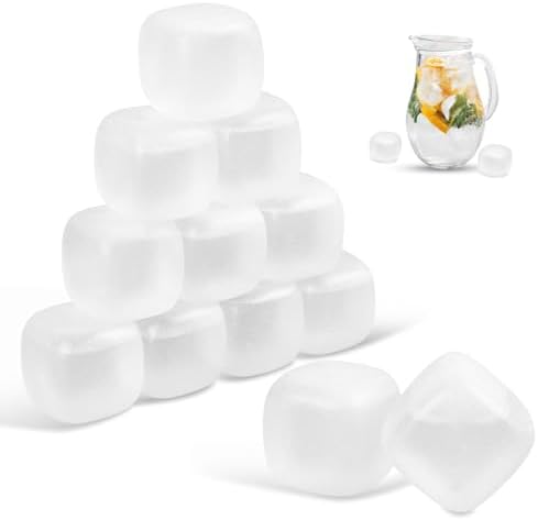 Extra Large Reusable Ice Cubes for Drinks(2” Square) - 12 Pack BPA-Free Plastic Ice Cube - Chills Drinks Without Diluting Suitable for Large Containers, Water Pitchers, Cold Therapy Devices