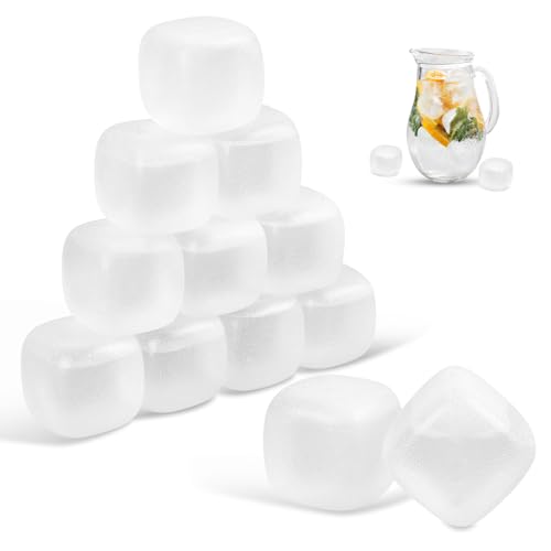 Image of Extra Large Reusable Ice Cubes for Drinks(2” Square) - 12 Pack BPA-Free Plastic Ice Cube - Chills Drinks Without Diluting Suitable for Large Containers, Water Pitchers, Cold Therapy Devices