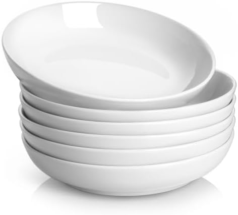 Y YHY Pasta Bowls Set of 6, High-Fired Porcelain White Salad Bowl...