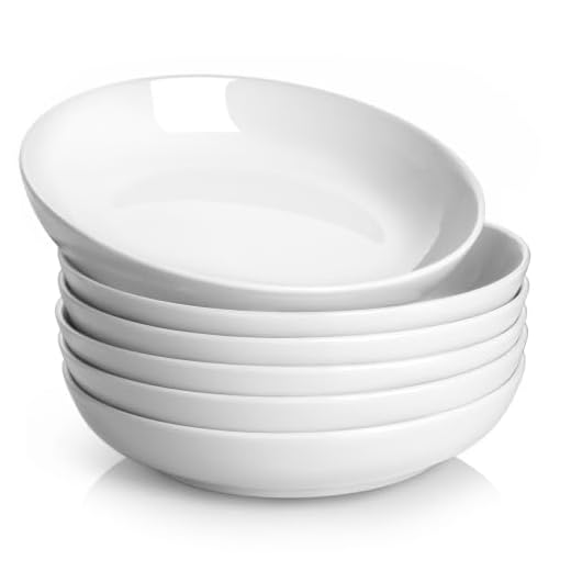 Y YHY Pasta Bowls 30oz, Large Salad Serving Bowls, White Soup Bowls, Porcelain Pasta Bowls Set of 6, Microwave Dishwasher Safe