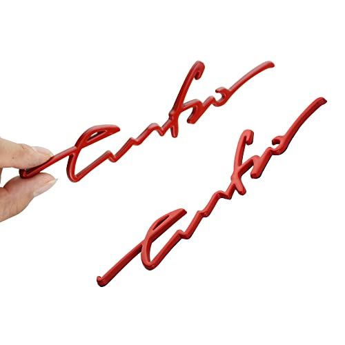 Image of 2Pc Turbo Letters Rear Badge Liftgate Emblem Look Deck Lid 3D Premium Badge Trunk Fender Car Rear Sticker Decal (Red)