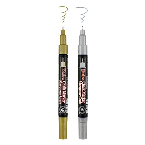 Marvy Uchida Bistro Marker 2 Pack Chalk Pen, Gold and Silver 2
