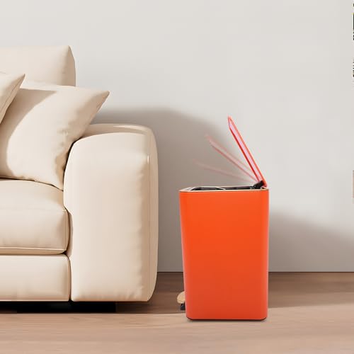 Caneca de basura naranja con tapa y pedal 3.17 gal, rectangular miniatura 6