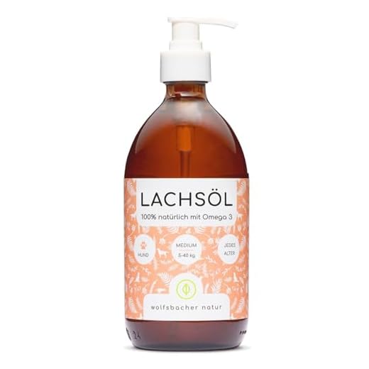Wolfsbacher Natürliches Lachsöl für Hunde aus Norwegen [500ml] - Fischöl aus Atlantik-Meer-Lachs, Kaltgepresst und hochdosiert mit Omega 3 und Omega 6