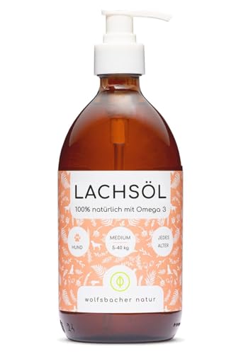 Lachsöl für Hunde und Katzen mit Omega 3 & 6 I 500ml norwegisches, natürliches Lachs-Öl aus Atlantik-Meer-Lachs I Ergänzungsmittel für Hunde