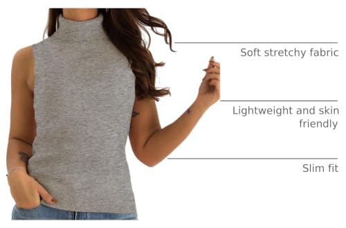 Image of Spicy Sandia Women Stretchable Turtleneck Knit Sleeveless Slim Fit Sweater