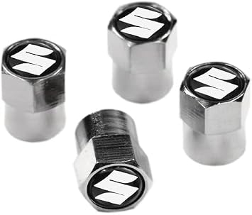 Suzuki Black Metal Chrome Tyre Valve Dust Cap, set of 4