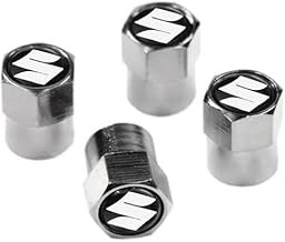 Suzuki Black Metal Chrome Tyre Valve Dust Cap, set of 4