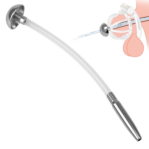Image of Romi Chastity Device Cock Cage Accessories Catheter Urethral Sound Hollow Silicone Urethral Tube Stainless Steel Penis Plug Male Sex Toys