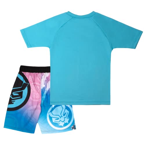 Marvel Boys Avengers 2-Piece Swimsuit Set, Rash Guard & Swim Trunks 2-Pack Bundle Set For Boys (Black Panther, Size 8) #TOP1