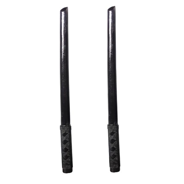 黒檀 木刀　二振り　鞘付　彫刻細工 黒檀 木刀 二振り 鞘付 彫刻細工 木刀 金糸 黒鞘 鞘・鍔（つば）付