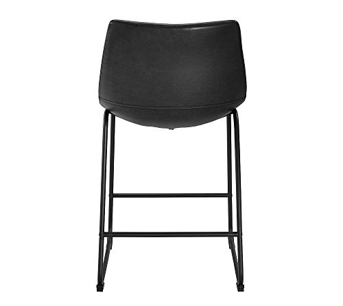 WE Furniture Black Faux Leather Barstool, Set of 2