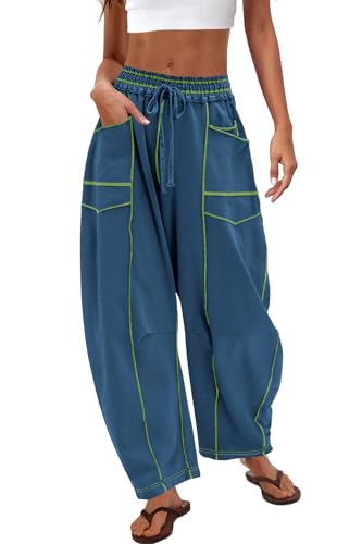 Nirovien Womens Barrel Sweatpants High Waisted Wide Leg Pants Drawstring Athletic Baggy Pants Lounge Sweats